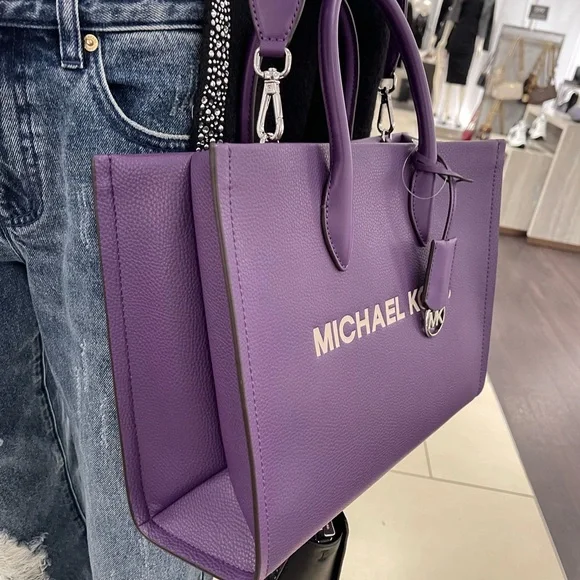 MICHAEL KORS Mirella Medium Pebbled Leather Tote Bag
Dark Purple 
NWT - Picture 5 of 16